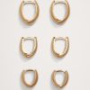 Ravena Oval Huggie Hoop Earrings Set Of 3 by Aureus + Argent