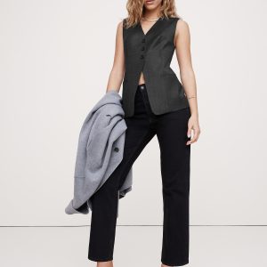 Lightweight Wool Flannel Long Vest