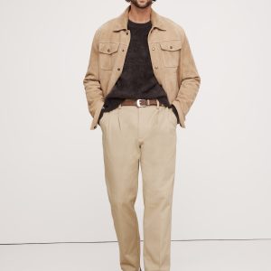 Pleated Cropped Italian-Stretch Chino