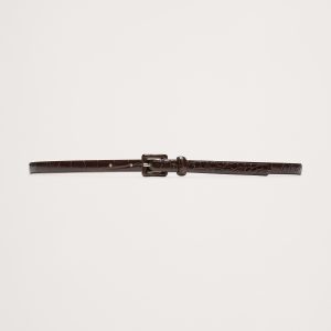 Embossed Leather Skinny Belt