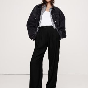 Soho High-Rise Wide-Leg Drapey Twill Pant