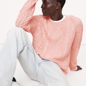 Cotton-Linen Cable-Knit Sweater