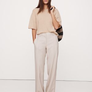 Mid-Rise Wide-Leg Drapey Twill Pant