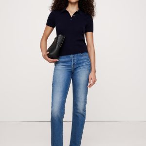 Lightweight Cashmere Short-Sleeve Sweater Polo