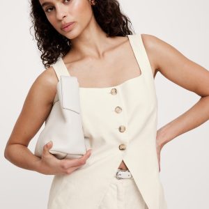 Linen Square-Neck Long Vest