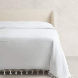 Tasseled-Fringe Cotton Coverlet