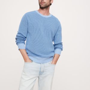Linen-Cotton Waffle-Knit Sweater