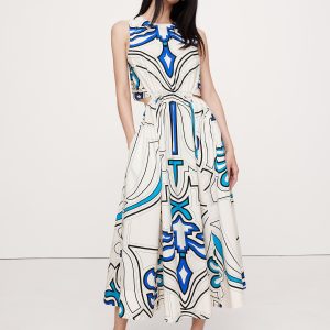 Cotton Poplin Cut-Out Midi Dress