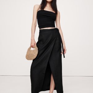 Linen Wrap Maxi Skirt