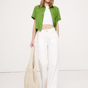 Boxy Linen Short-Sleeve Shirt