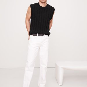 Cotton-Linen Blend Ribbed Sweater Vest