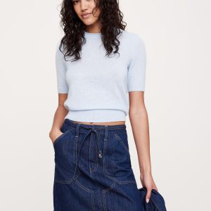 Lightweight Cashmere Short-Sleeve Sweater