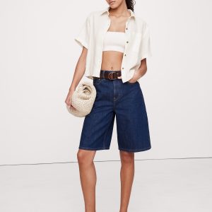 Boxy Linen Short-Sleeve Shirt
