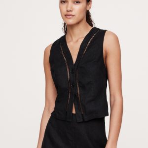 Lace-Trim Linen Vest