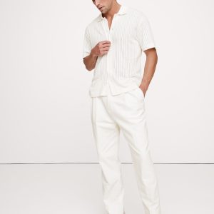 Pleated Cotton-Linen Blend Suit Pant