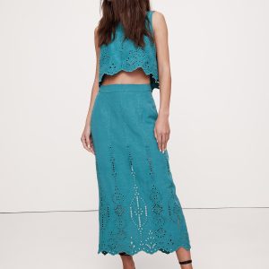 Tencel™-Linen Eyelet Maxi Skirt