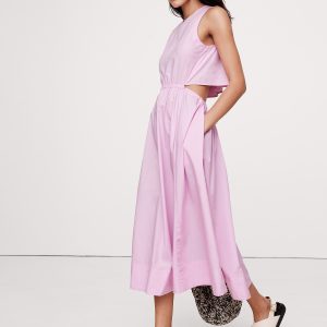 Cotton Poplin Cut-Out Midi Dress