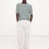 Ribbed Linen-Cotton Short-Sleeve Sweater