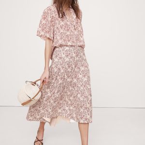 Cotton Poplin Drop-Waist Tiered Skirt