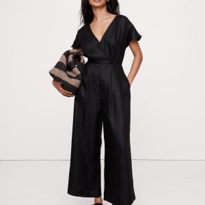 Linen V-Neck Jumpsuit