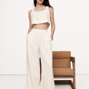 Linen Square-Neck Cropped Tank