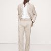Herringbone Cotton-Linen Slim Suit Pant