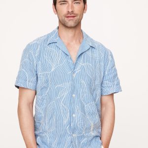 Standard-Fit Embroidered Linen-Cotton Resort Shirt