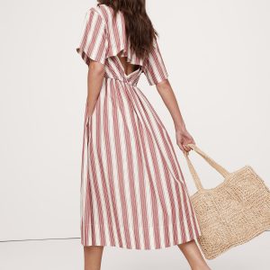 Cotton Poplin Open-Back Shirt Dress