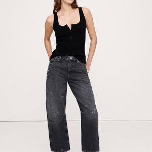 Merino-Cotton Blend Henley Tank