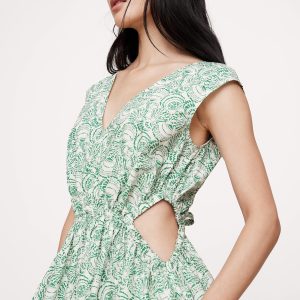 Cotton Poplin Side Cut-Out Midi Dress