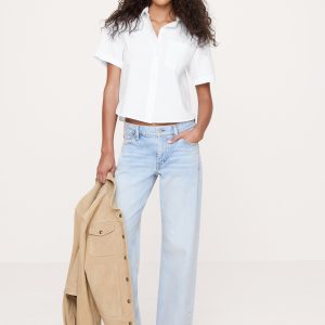 Boxy Cotton Poplin Short-Sleeve Shirt