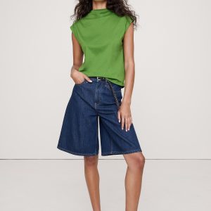 Silky Cotton Mock-Neck Top