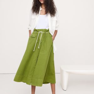 Cotton Poplin Maxi Skirt with Rope Tie