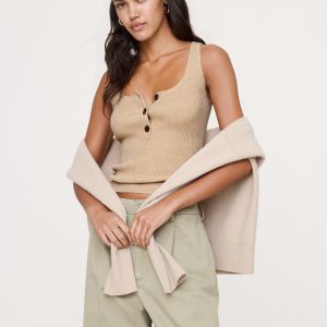 Merino-Cotton Blend Henley Tank