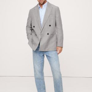 Relaxed Tencel™-Linen Double-Breasted Suit Jacket