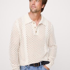 Italian Wool-Blend Mesh Sweater Polo