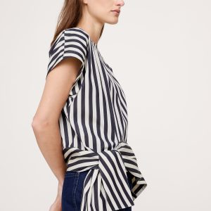 Cotton Poplin Boatneck Asymmetrical Top