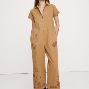 Relaxed Embroidered Cotton Canvas Jumpsuit