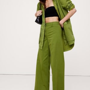 High-Rise Wide-Leg Lightweight Stretch-Cotton Pant