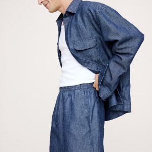 9.5" Cotton-Hemp Chambray Pull-On Short