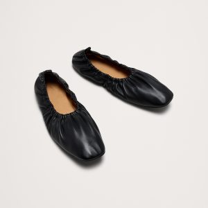 Ruched Leather Ballet Flat