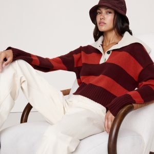 Oversized Cashmere Cropped Sweater Polo
