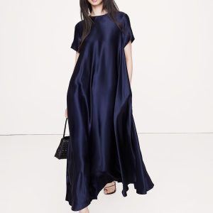 Italian Satin Trapeze Maxi Dress