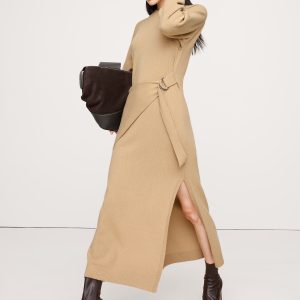 Merino-Cotton Wrap Sweater Dress