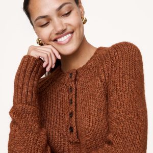 Cotton-Alpaca-Merino Henley Sweater