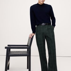 Straight Italian Wool Tweed Suit Pant