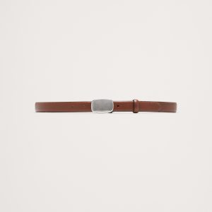 Leather Plaque-Buckle Belt
