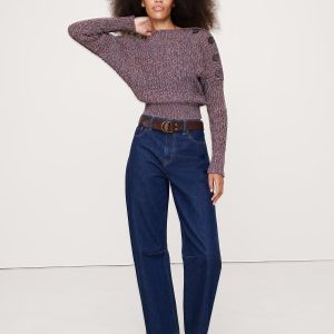 Cotton Button-Shoulder Sweater