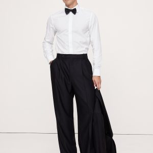 Slim-Fit Cotton Poplin Tuxedo Shirt with Cutaway Collar