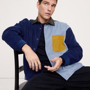 Loose-Fit Colorblock Corduroy Shirt